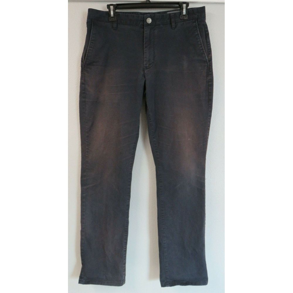 Mens Bonobos Blue Khaki Chino Pants Size‎ 35/32 Cotton Blend Flat Front Fading